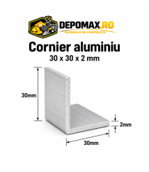 Cornier aluminiu 30 x 30 x 2 mm, 6 metri (EN AW-6060) Cornier aluminiu 30 x 30 x 2 mm, 6 metri (EN AW-6060)
